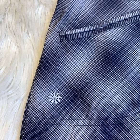 Athleta Tulum stretch nylon skirt skort navy gray plaid 8 - Picture 6 of 14